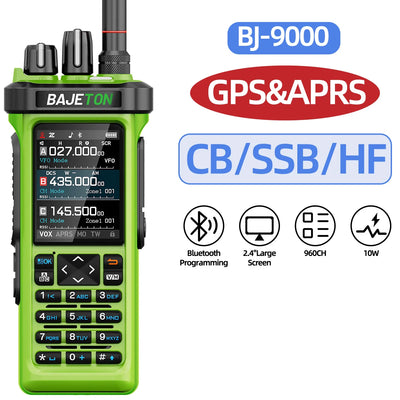 BAJETON BJ-9000 GPS APRS Walkie Talkies 10W CB 27Mhz CB/SSB/HF Receive Bluetooth Programming NOAA ShortWave For RT-950 Ham Radio