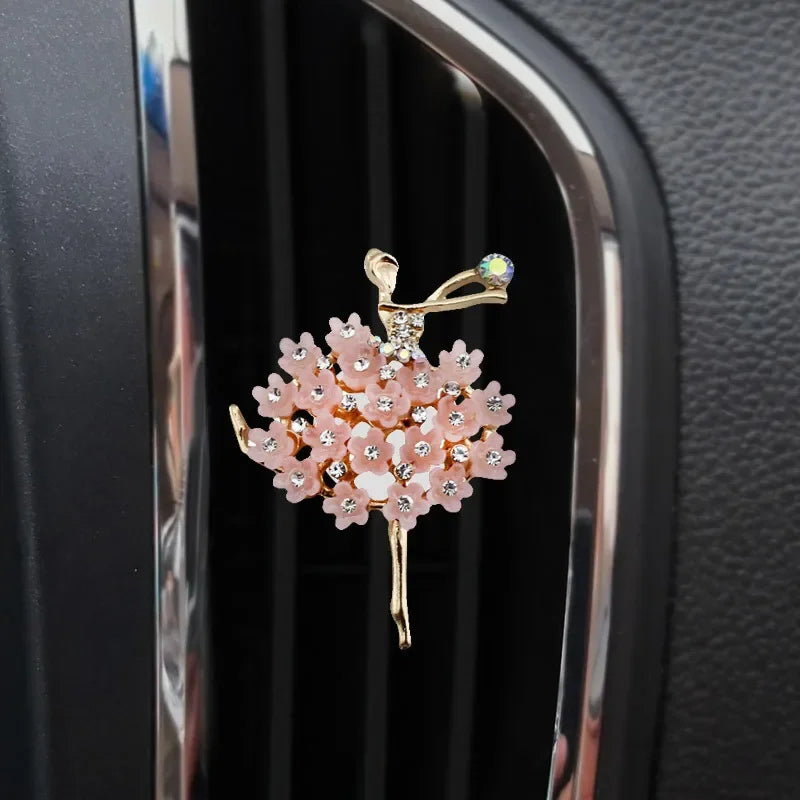 Car Aroma Diffuser Fragrance For Car Flavoring Air Fresheners Auto Perfume Car Smell Vent Clip Ballet Bling Car Accessory Girls