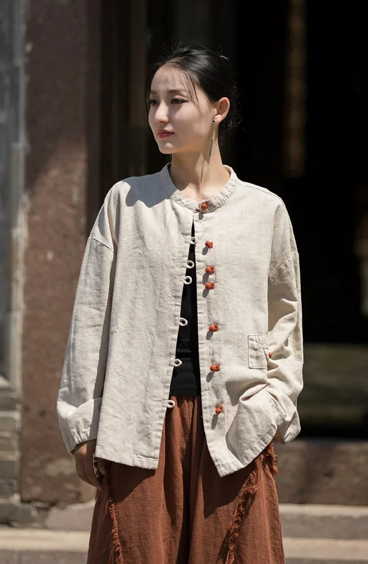 Women's Literary Vintage Ramie Linen Tops