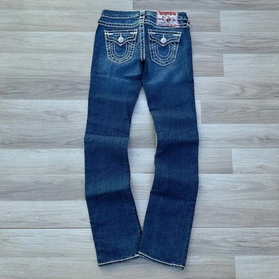 American style trendy jeans men religious Buddha loose denim pants thick line straight leg casual high street jeans men clothing