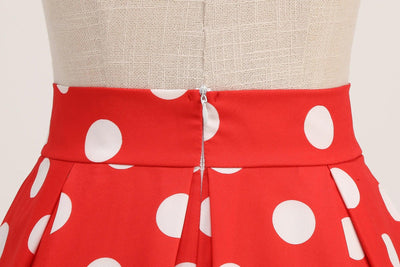Summer Casual Women Midi Skirt Polka Dot High Waist Retro Vintage 50s Pleated Party Skirts