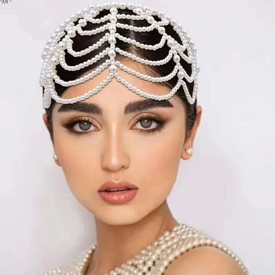 Fashion Pearls Hair Bands Accessories Headdress Elegant Luxury Bridal Crown Women Jewelry Hoop Daily Tassel Hairwear Accessories