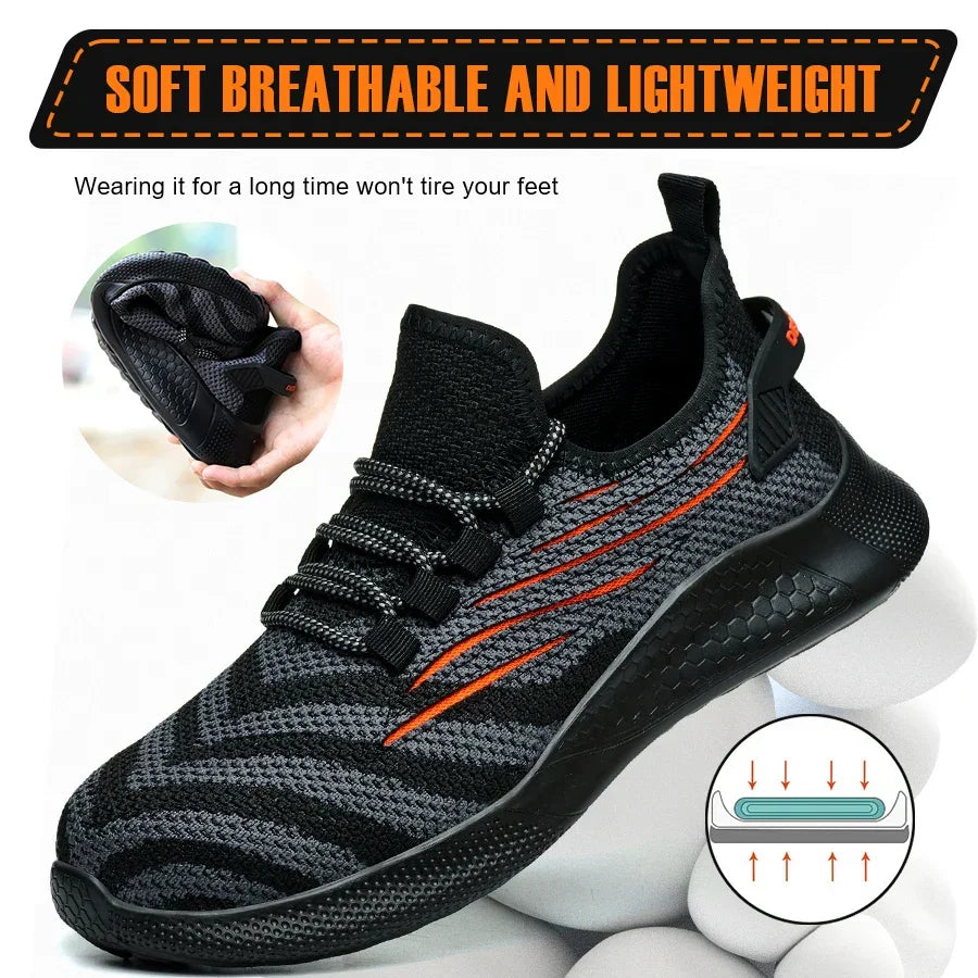 Men Safety Shoes For Work Safety Boots Protect Breathable Anti-smash Steel Toe Sport Work Sneakers Construction Security Boots