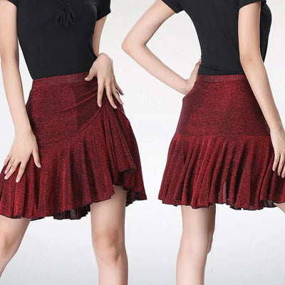 Womens Latin Dance Skirt Ballroom Tango Rumba Dance Dress Female Practice Dress Stage Performamnce Skirt Dancewear Costume