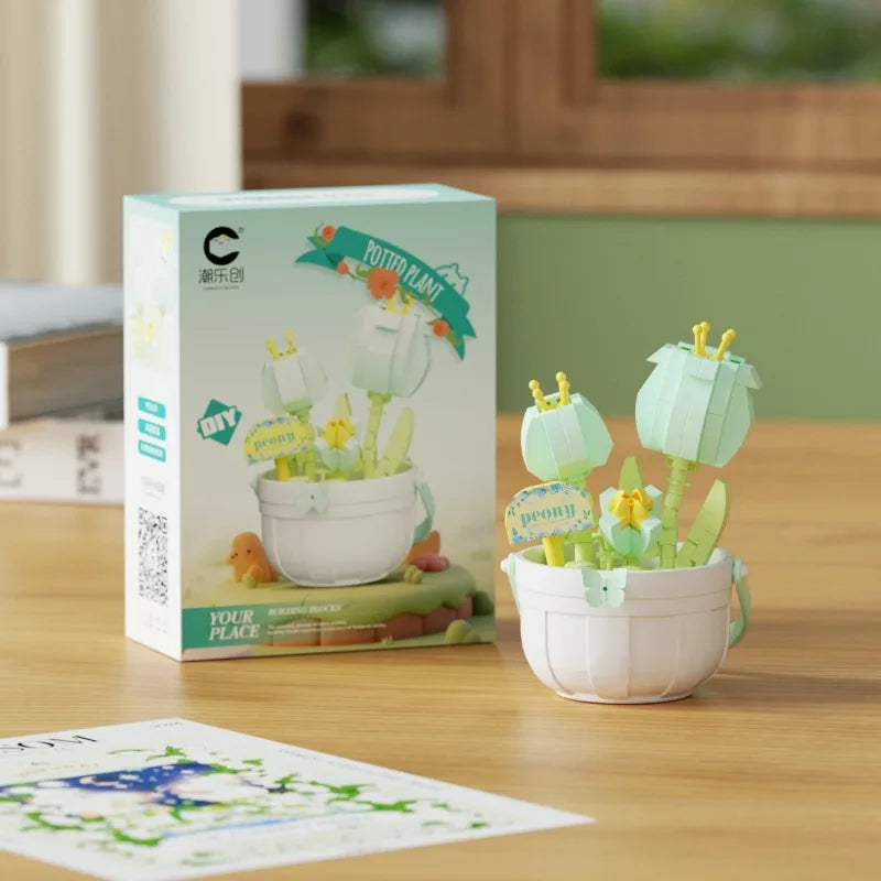 Christmas Gift Building Blocks - Creative Floral Basket Building, Fun Educational DIY Puzzle Toys