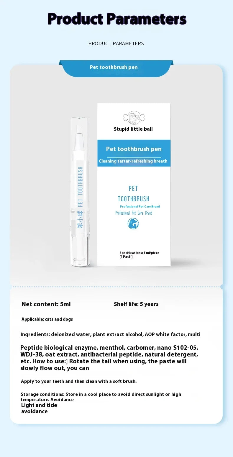 Pet Toothbrush Pen Teeth Clean Fresh Breath Pet Toothbrush Paste Brush One Easy To Use Cat Tooth Brush ToothbrushSet Accessories