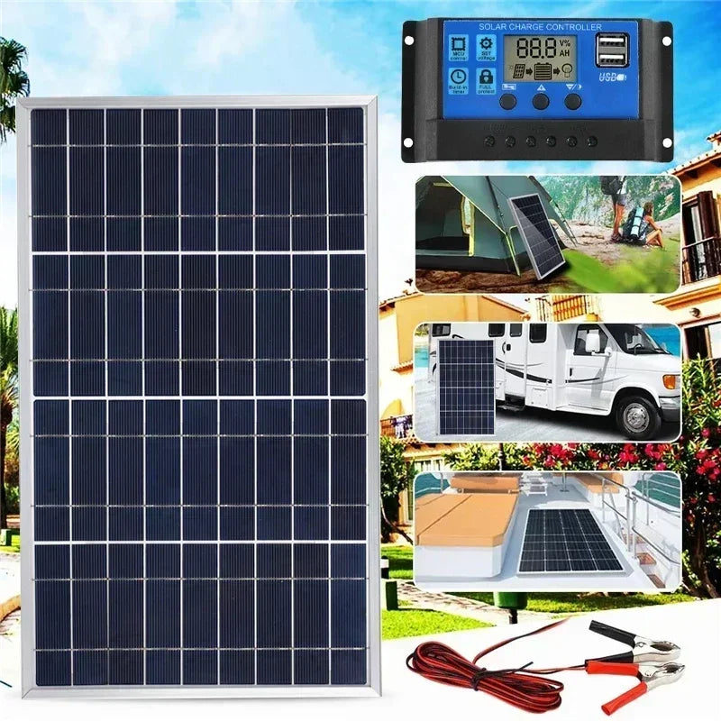 Outdoor Solar Panel 600W 12V Polycrystalline USB Power Portable Rechargeable Solar Cell Solar Generator for Home Lighting Camp