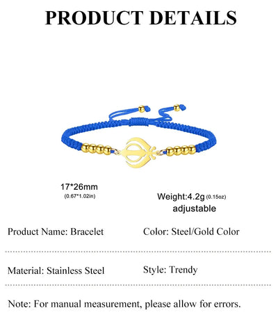 Lucktune Khanda Sikh Faith Bracelet for Women Men Stainless Steel Vintage Indian Sword Lucky Bracelet Spiritual Jewelry Gift