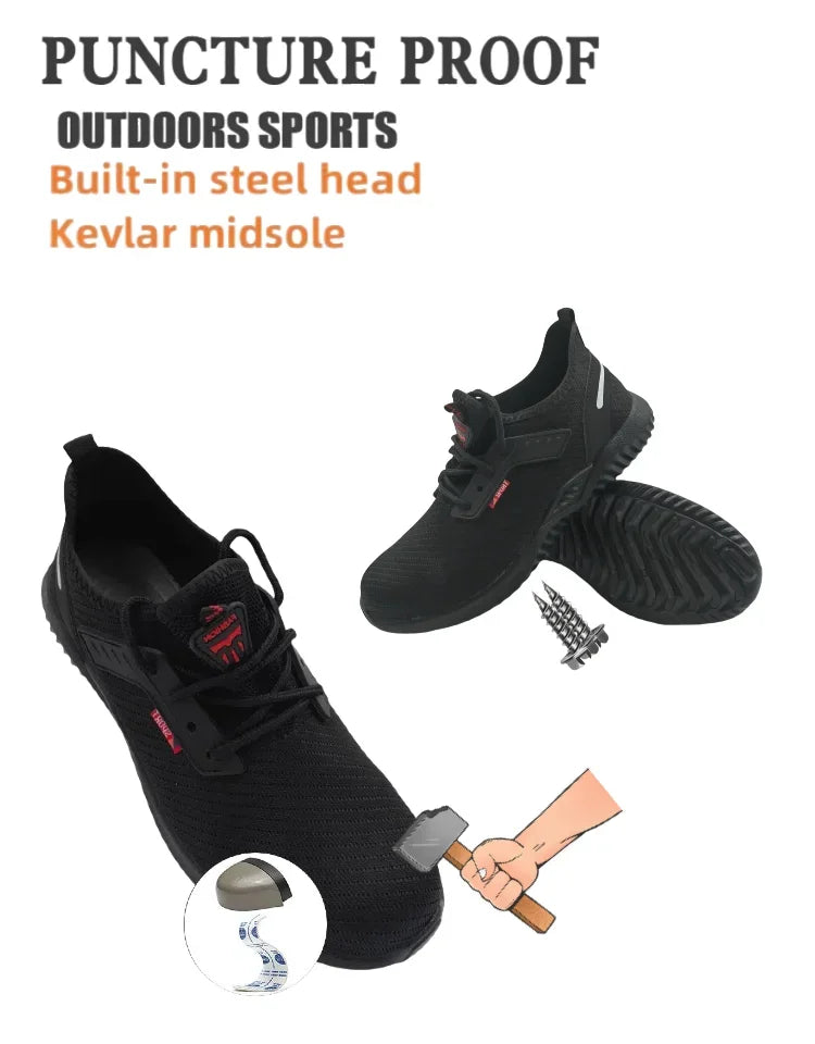 Men's work safety shoes Sports shoes Anti-puncture and anti-smash protection shoes Lightweight men's casual shoes Safety boots