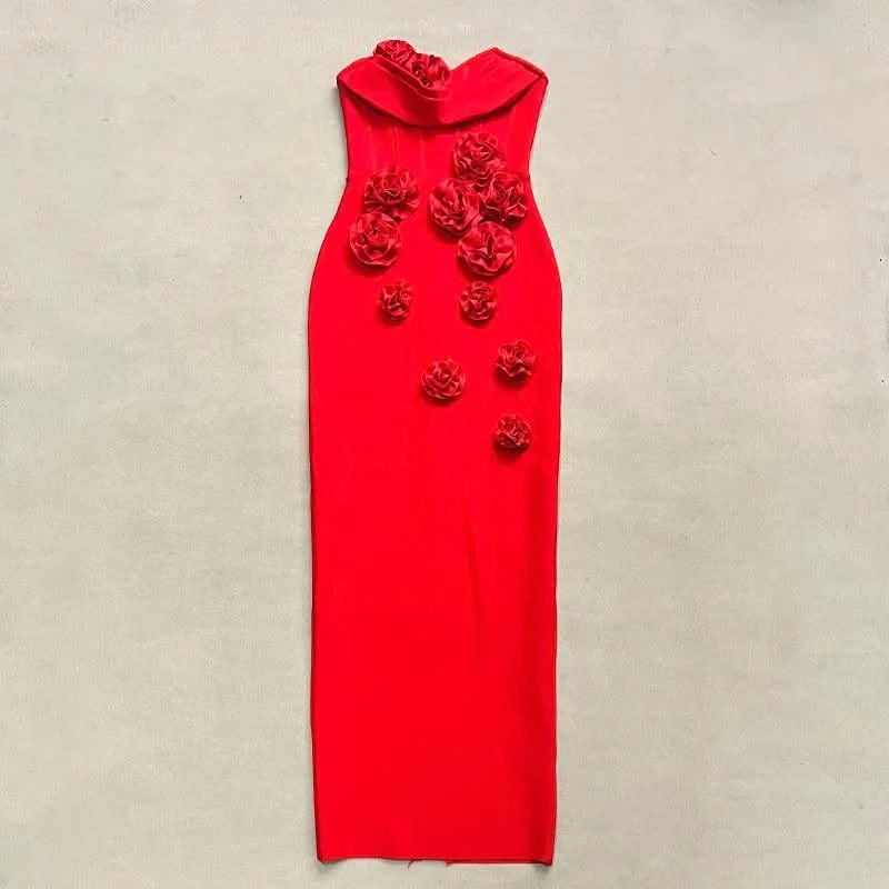 Pink Red Women Off the Shoulder Florals Bodycon