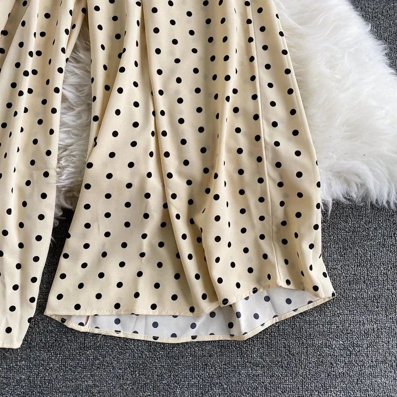 V Neck Sexy Dolman Sleeves Waist Slim Polka Dot Print Jumpsuit Women Wide Leg Trousers Jumpsuit