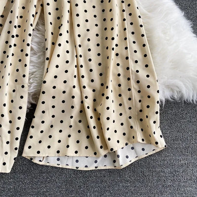 V Neck Sexy Dolman Sleeves Waist Slim Polka Dot Print Jumpsuit Women Wide Leg Trousers Jumpsuit