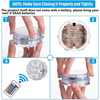 Submersible Led Lights With Remote Battery Operated Underwater Pond Bathtub Hot Tub Spa Swimming Pool Fountain Vases Fish Tank