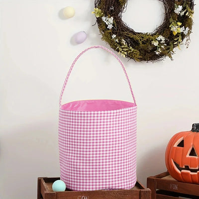 Plaid Halloween Baskets Trick Or Treat Bags For Kids Candy Gift Bucket Tote Bag Party Decoration Supplies
