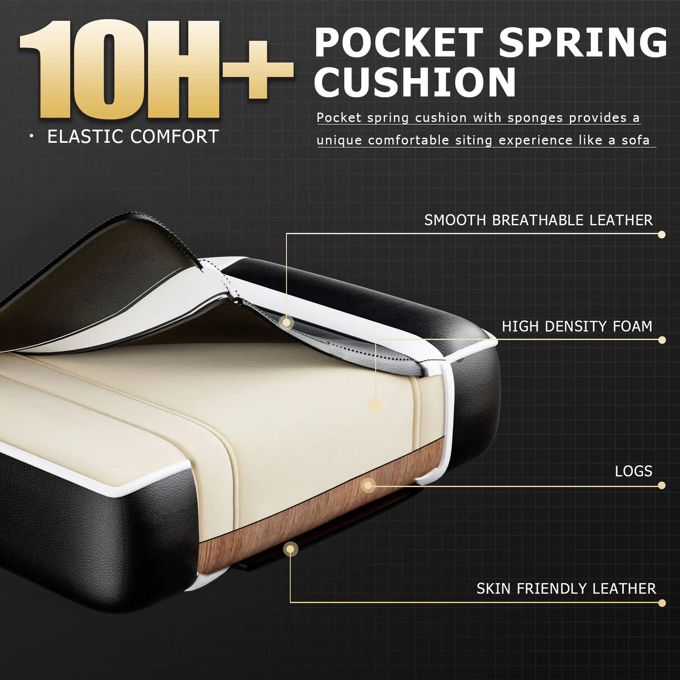 Ergonomic Gaming Chair with Footrest, High-Back Video Game Chair Computer Chair, Office Chair with Headrest and Lumbar, PU Leath