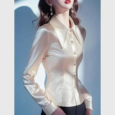 Pink Satin Women Waist-hugging Professional