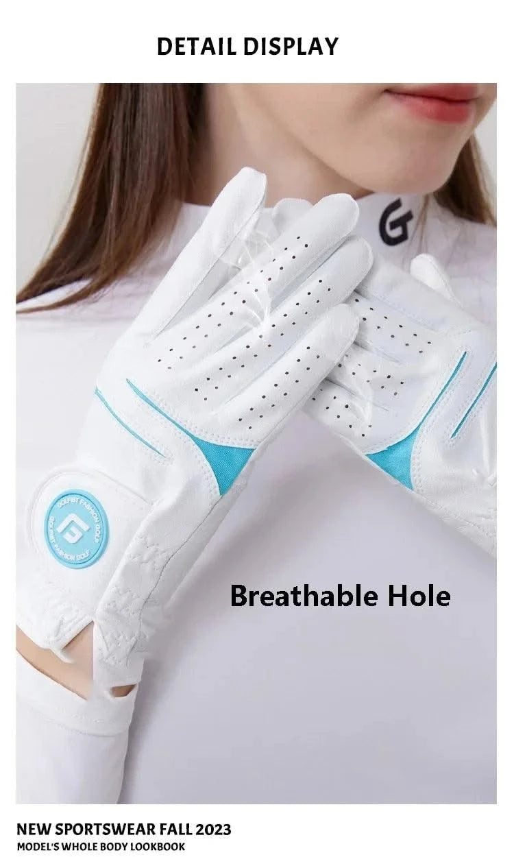 Golfist 1 Pair Golf Gloves For Women Left Hand Right Hand Gloves Ladies Breathable Soft Leather Mittens Anti Slip Sports Aids