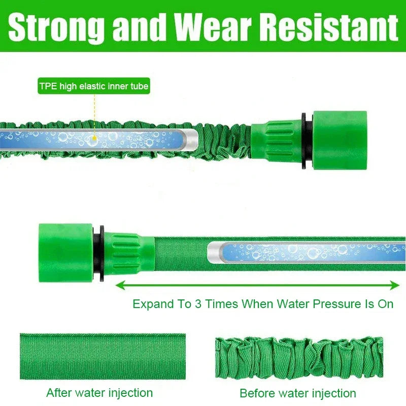 Flexible Garden Hose High Pressure Car Wash Hose Home Garden Daily Watering Tools Expandable  Magic Water Pipes 25FT-200FT