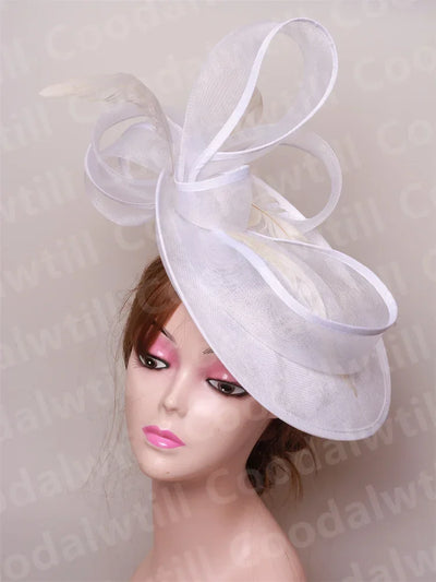 Royal Ascot Red Hair Fascinator Veils Hat Women Church Wedding Fascinaors Hat Headband Feather Derby Headpiece Ladies Chapeau