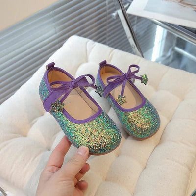Children's Leather Shoes New Spring Autumn Ballet Flats for Girls Sequins Princess Versatile Kids Fashion Causal Catwalk Shoes