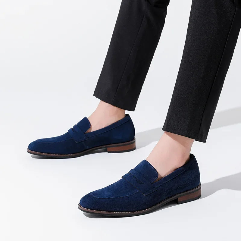 Brand Men's Loafers Suede Cow Leather Shoes Vintage Slip-on Casual Men Driving Shoes Wedding Male Dress Shoes
