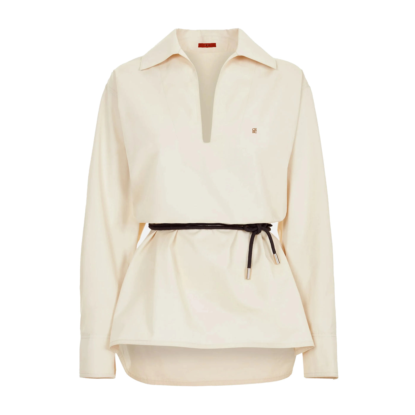 Women Shirts Elegant Soild Embroidery Casual Tops V Neck Long Sleeve Belt Decoration Loose Tops Fashion Office Ladies Shirts