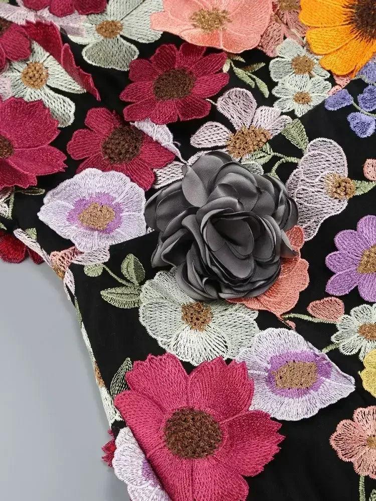Luxury dresses women 2025 summer prom gown new bodycon mini party dress retro embroidered flower evening gowns brithday
