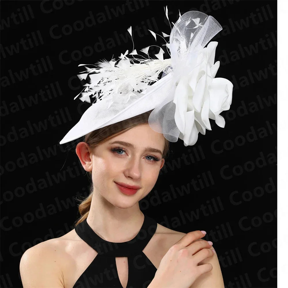 Royal Ascot Big Fascinator Derby Hat Women Kentucky Derby Headpiece Flower Wedding Fascinators Hats Hair Clip Ladies Chapeau