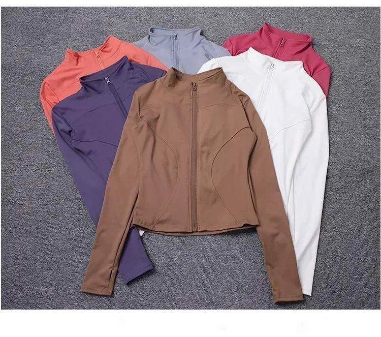 Workout sport jacket long sleeve gym training clothing yoga sportswear women