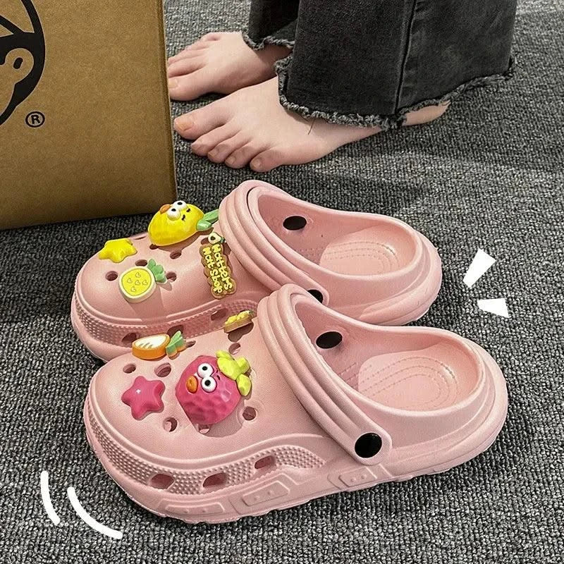 Children's Clogs For 6-18 Year Kids Sandals Cool Mules Outer Wear Summer Casual Hole Shoes For Boys And Girls Slippers