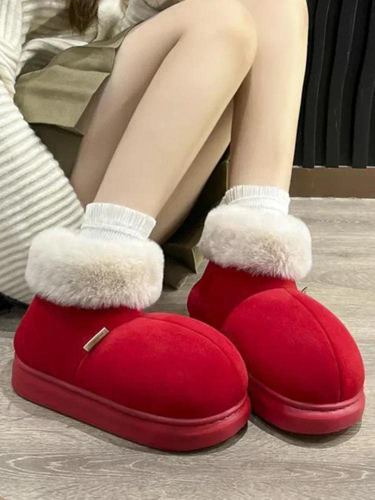 Kidmi classic fur boots for women winter outdoor fashion ankle long padded new indoor warm shoes