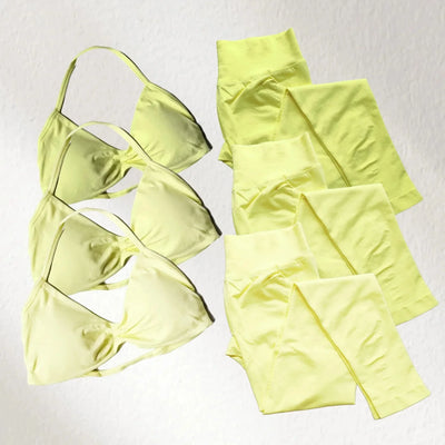 2-Piece Yoga Set 2025 Summer Yoga Set Gym Women's Yoga Fitness Set Hip Pants Neck Bra Pilates Set Multi-color No Printing