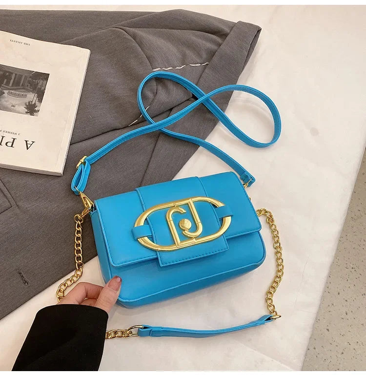 Designer Handbags For Women Leather Metal Buckle Flap Square Shoulder Bags Fashion 2024 Ladies Messenger Bags Females Casual