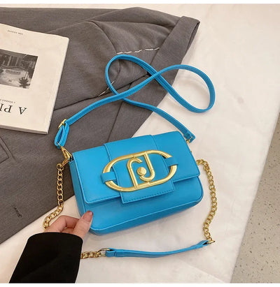 Designer Handbags For Women Leather Metal Buckle Flap Square Shoulder Bags Fashion 2024 Ladies Messenger Bags Females Casual