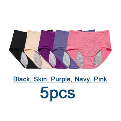 5pcs/Set Leak Proof Menstrual Panties Women Period Underwear Sexy Pants Physiological Underwear Plus Size Waterproof Briefs
