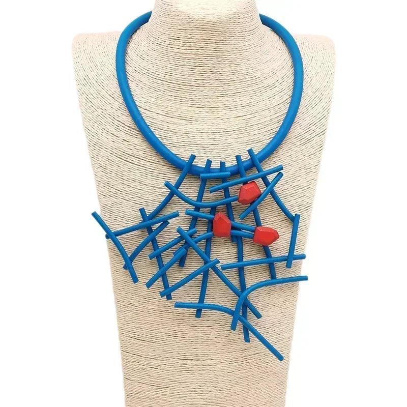 Fashion designer luxury necklaces women handmade gothic pendant necklace rubber jewelry wooden accessories statement