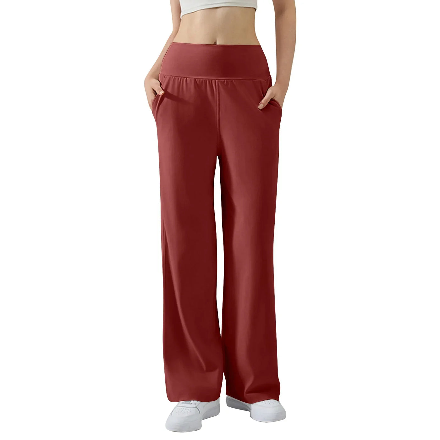 Women'S High Waist Wide Leg Tight Fitness Pants Elastic Waist Tummy Control Butt Lift Sports Pants Leggings Stretch Yoga Pants