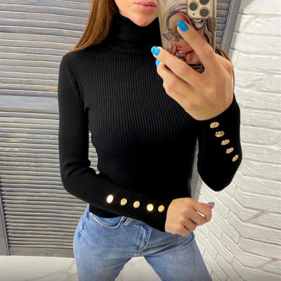 Elegant Sweaters Woman Sueter Negro Sueter Feminino Women's Autumn High Neck Pullover Knitted Sweater New  Tops Mujeres Juvenil