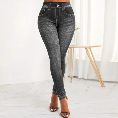 M XXL Faux Denim Leggings Women