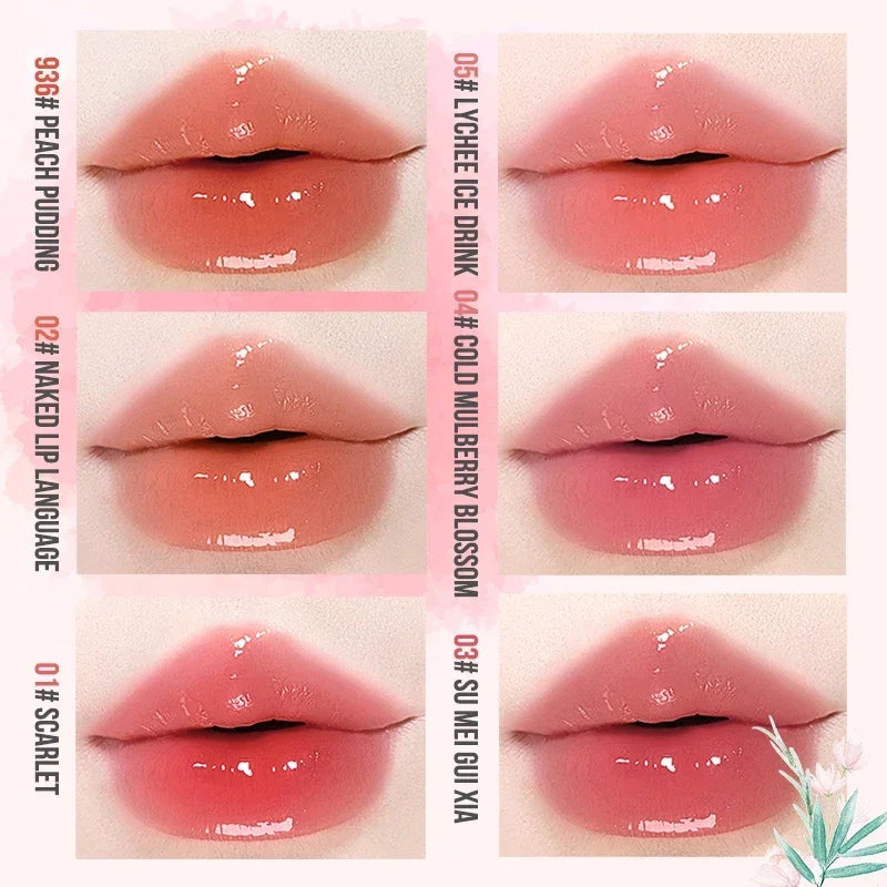 Mirror Gloss Jelly Lipstick, Long Lasting Waterproof Lip Glaze, Contains butter from avocado trees and sunflower seed oil