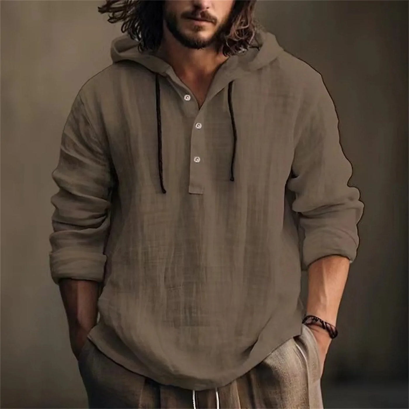 Men'S Sweatshirts Summer Cotton Linen Shirts Thin Long-Sleeved Hooded Tops For Men'S Clothing Spring Summer Casual Sweatshirts