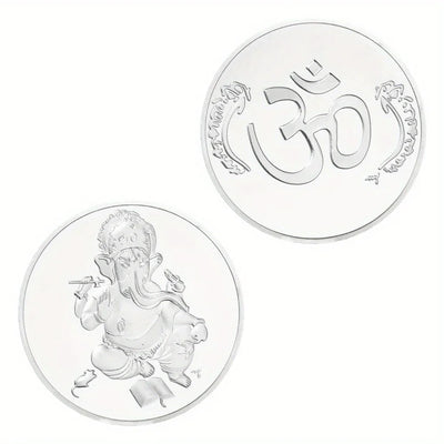 The Legend of Ganesha Collectible Souvenir Coin Basso-Relievo Silvery Plated Coin Hinduism Commemorative Coin