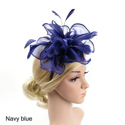 Top Hat Royal Ascot Race Flower Mesh Headband Fascinator Hats Headwear Cocktail Tea Party Feather Flower Headband