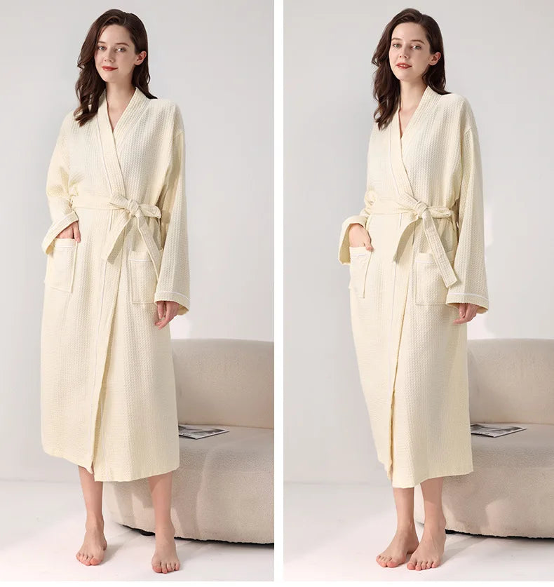 Hotel Cotton Bathrobe High Qualtiy Solid Colors Long Sleeve Mens And Women's Bathrobe