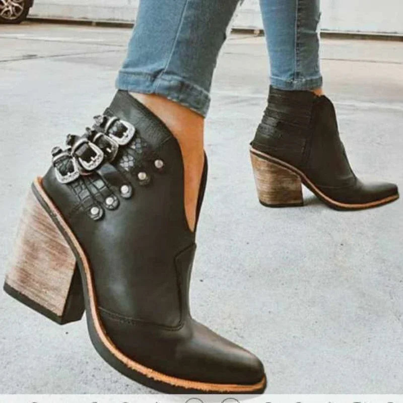 Women Fashion Boots Female Waterproof Short Boots High Heels Slip on Unisex Ankle Winter Boots Plus Size 43 Botas Femininas 2024