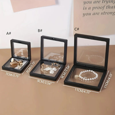 10pcs,Transparent floating display box, plastic film jewelry packaging box, jewelry, necklace, ring, and collectible storage box