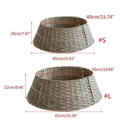 Christmas Tree Skirt Retro Round Basket Xmas Trees Foot Decor Collar for Home Festival Party Background Decoration Gift Supplies