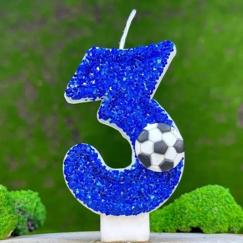 Blue football cake candle 0-9 number party decorative birthday decoration topper