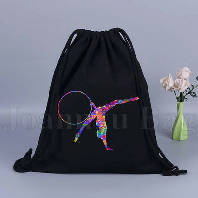 Tumbling Gymnastics Girl Gymnast Women Rhythmic Balance Beam Aerial Yoga Drawstring Backpack Sackpack String Bag String Bags