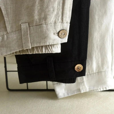 Women's Cotton Linen Straight Trousers Elastic High Waist Wild Wide Leg Pants Female Spring Summer Solid Color Loose Linen Pants